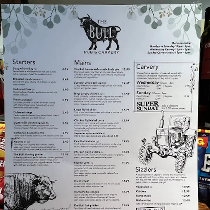 Menu_The Bull_Bracebridge Heath_image_4