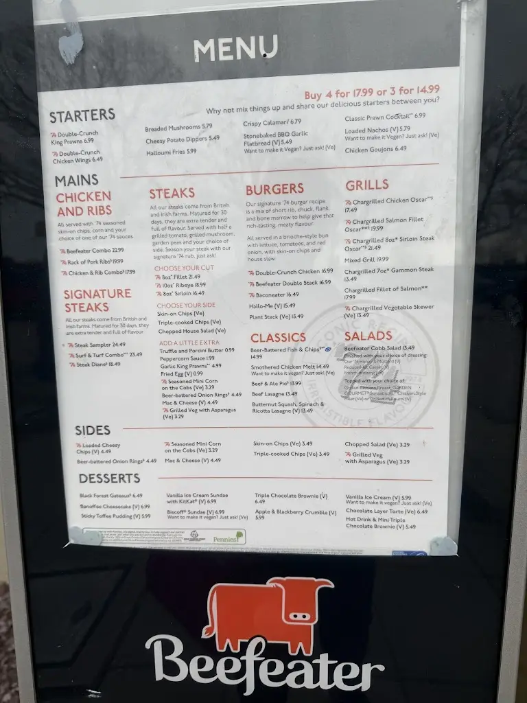 Menu_Mill Lodge Beefeater_Bracebridge Heath_immagine_1