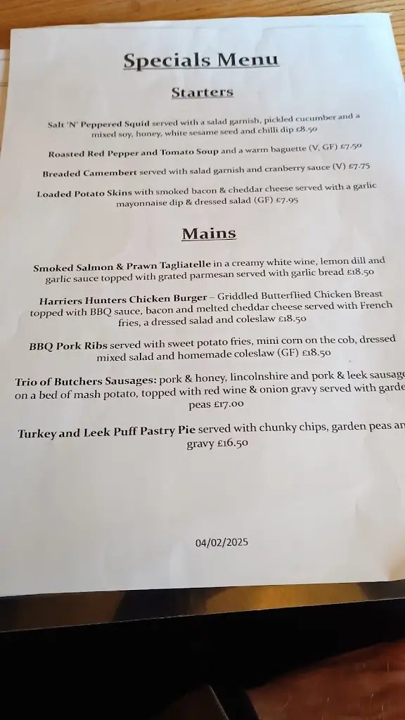 Menu_The Merry Harriers_Bradninch_image_1
