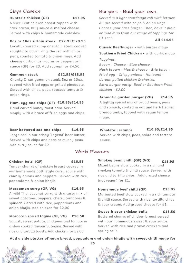 Menu_Claycutters Arms_Bovey Tracey_immagine_2