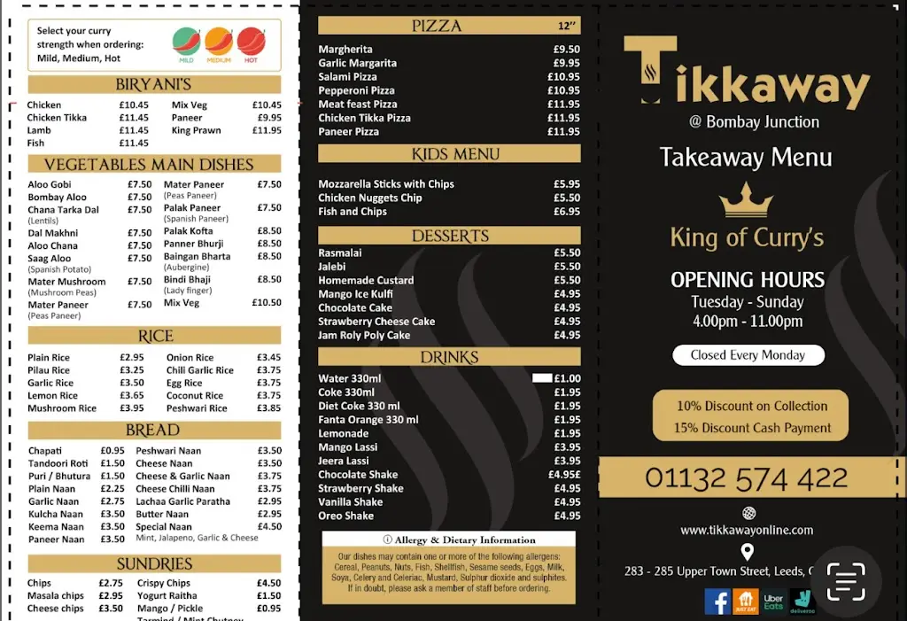 Menü_Tikkaway (Bombay Junction)_Bramley_Bild_1