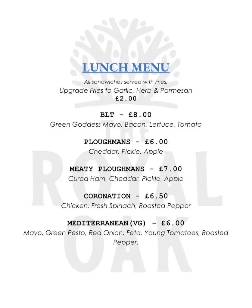 Menu_The Royal Oak_Bredon_image_2