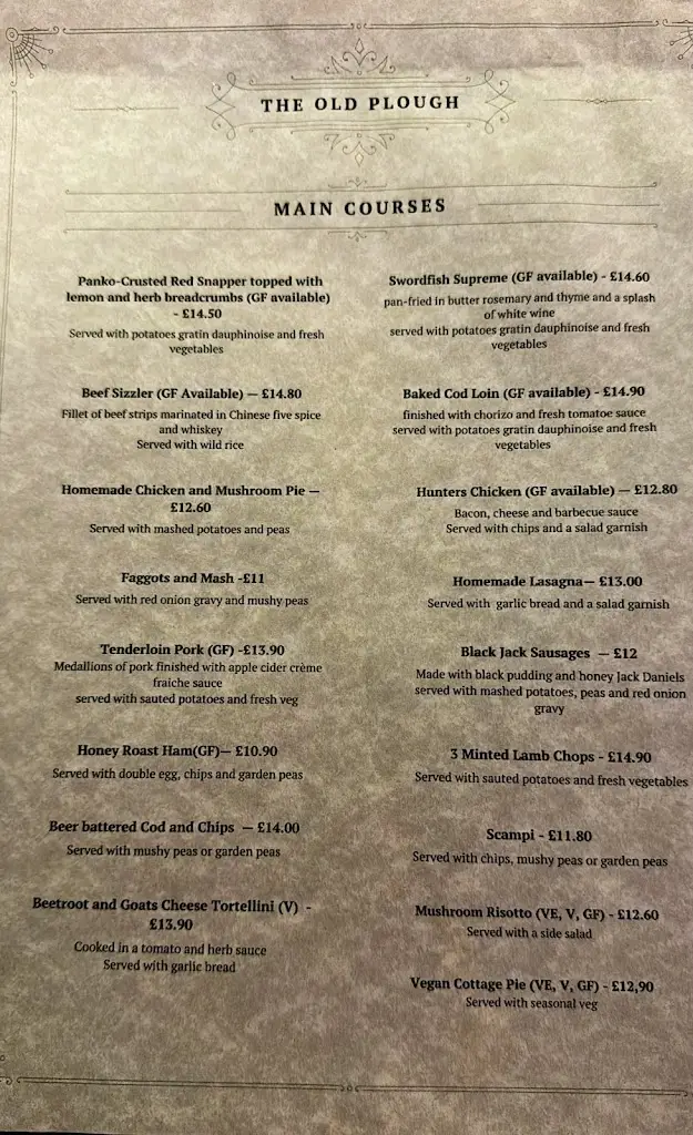 Menu_The Old Plough Pub & Restaurant_Braunston_image_2