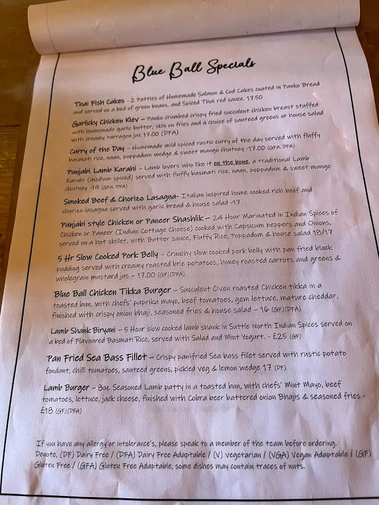 Menu_The Blue Ball at Braunston - Country Pub Restaurant, Oakham, Rutland LE15_Braunston_image_4