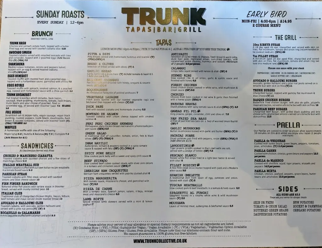 Menu_Trunk Lounge_Bramhall_imagen_2