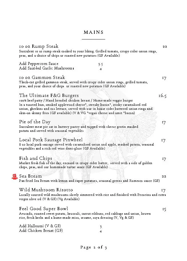 Menu_The Fox & Goose Hotel Pub and Restaurant_Brent Knoll_image_3