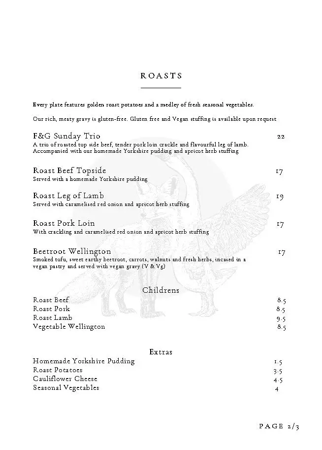 Menu_The Fox & Goose Hotel Pub and Restaurant_Brent Knoll_image_4