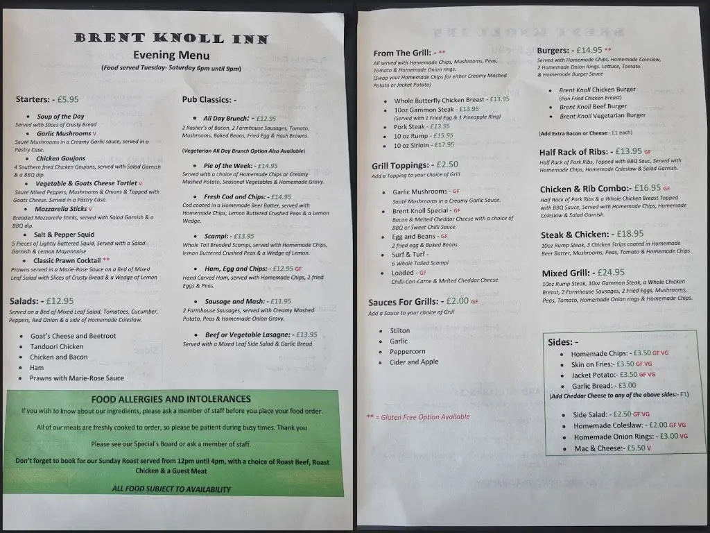 Menu_Brent Knoll Inn_Brent Knoll_image_1