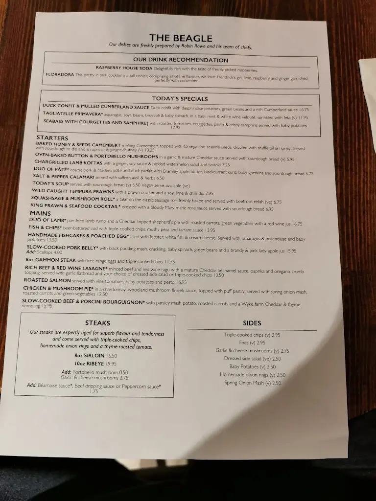 Menü_The Beagle_Bramford_Bild_4