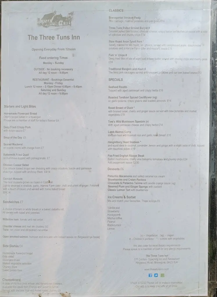 Menu_The Three Tuns_Bransgore_immagine_4