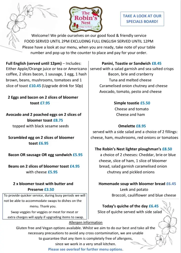 Menu_The Robin's Nest tea rooms_Bransgore_image_2