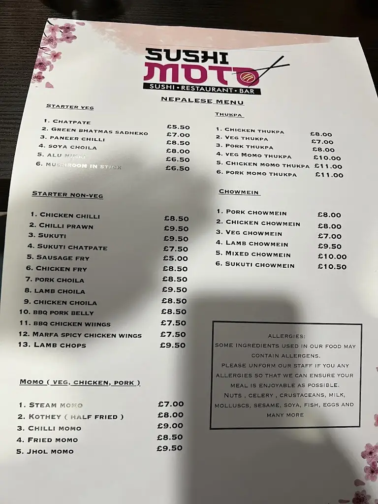 Menu_SushiMoto Asian Fusion - Japanese, Nepalese, Chinese and Thai Dining_Aldershot_image_1