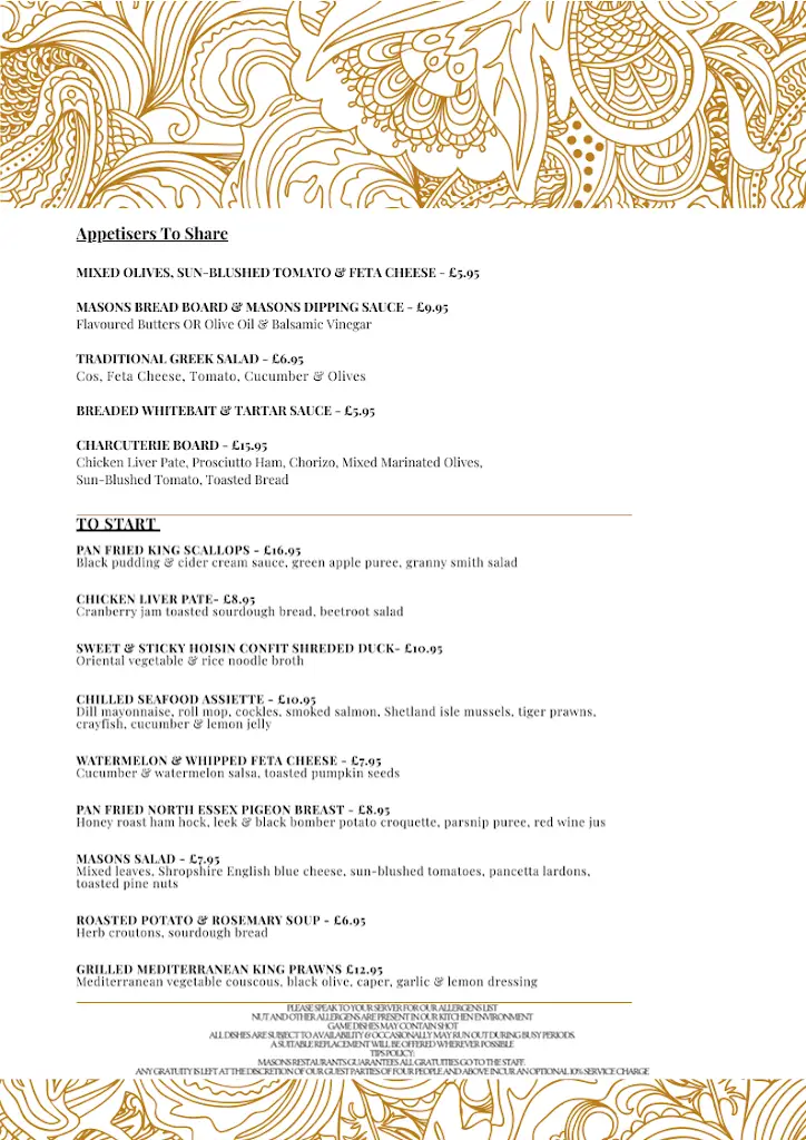 Menu_Mason's Restaurant_Brentwood_image_1