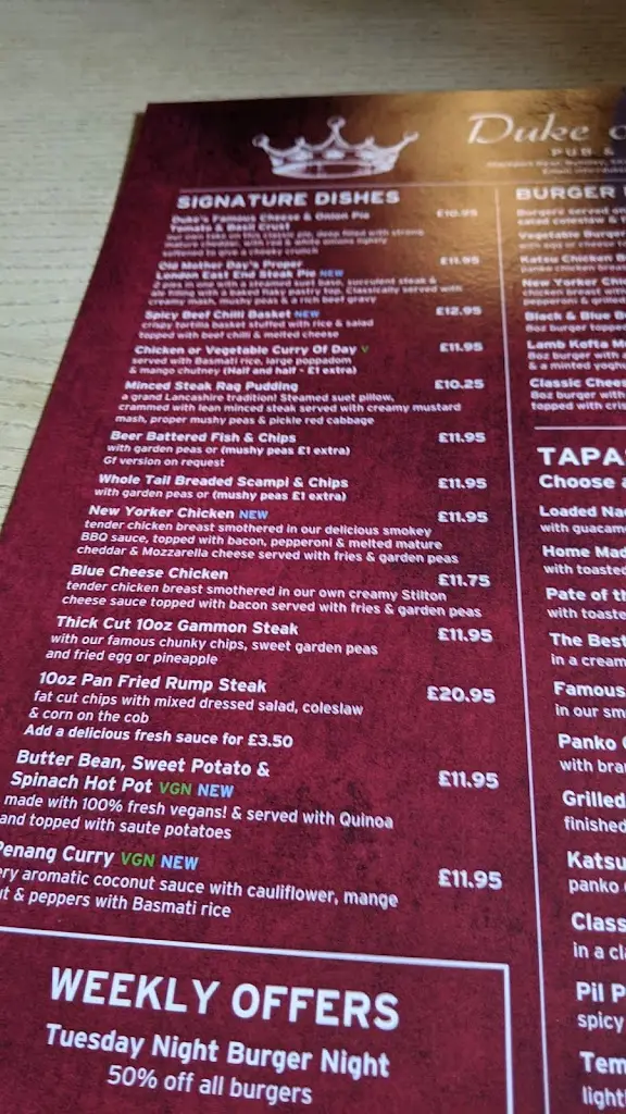 Menu_Duke Of York Romiley_Bredbury_image_3
