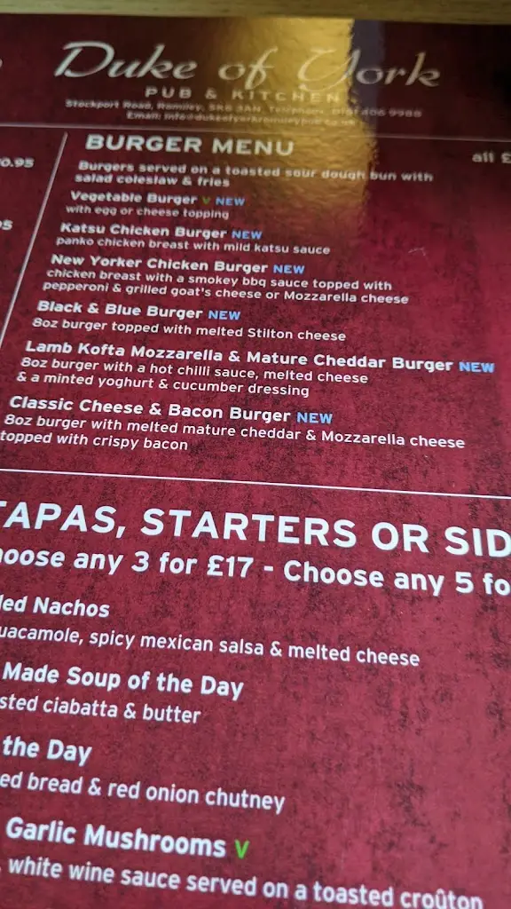 Menu_Duke Of York Romiley_Bredbury_image_4