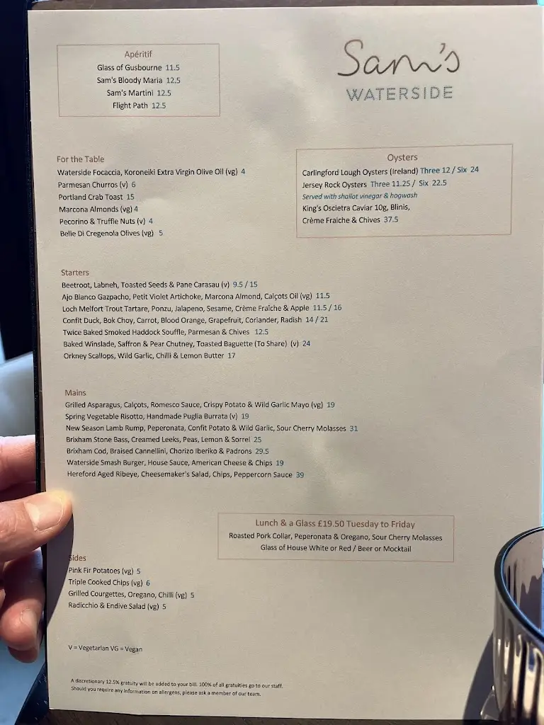 Menu_Sam's Waterside Brasserie & Bar, West London_Brentford_immagine_1