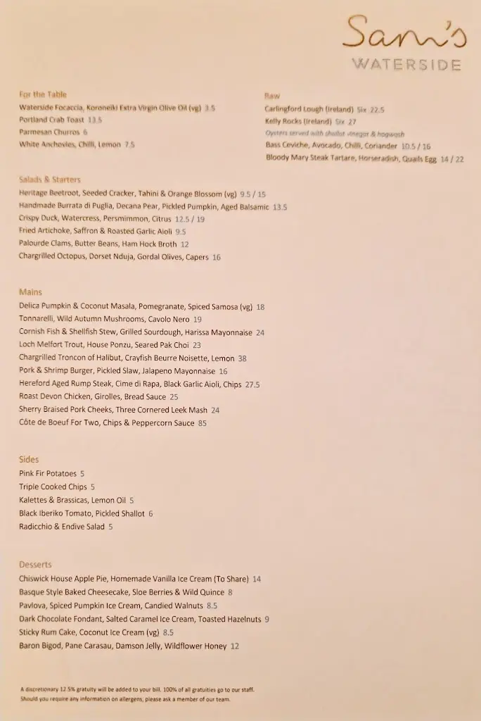 Menu_Sam's Waterside Brasserie & Bar, West London_Brentford_immagine_2