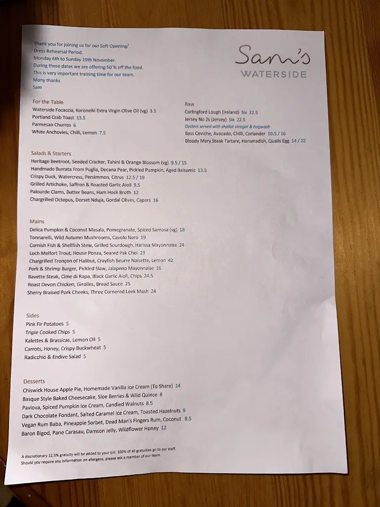 Menu_Sam's Waterside Brasserie & Bar, West London_Brentford_immagine_3