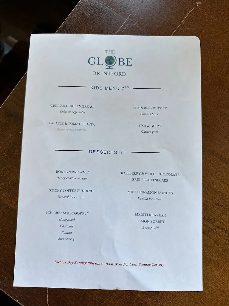 Menu_The Globe, Brentford_Brentford_image_3