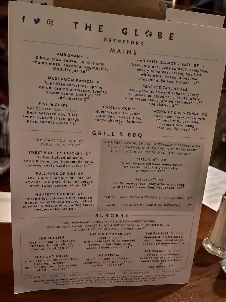 Menu_The Globe, Brentford_Brentford_image_4