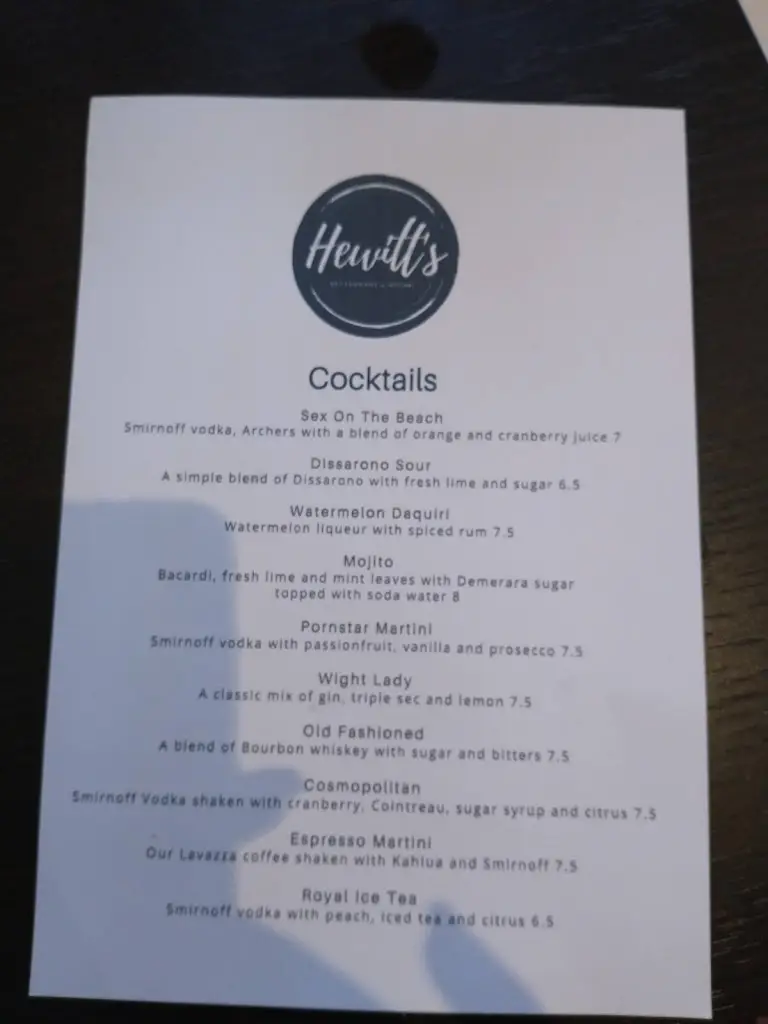 Menu_Hewitt's Restaurant & Rooms_Brighstone_image_3