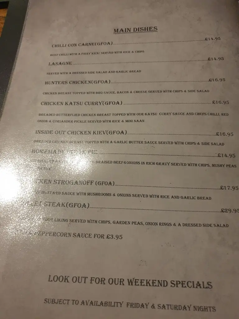 Menu_The Old Forge_Bridlington_image_1