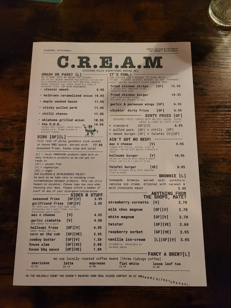 Menu_C.R.E.A.M Bridlington_Bridlington_image_1