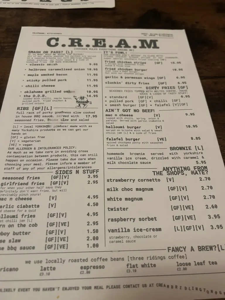 Menu_C.R.E.A.M Bridlington_Bridlington_image_2