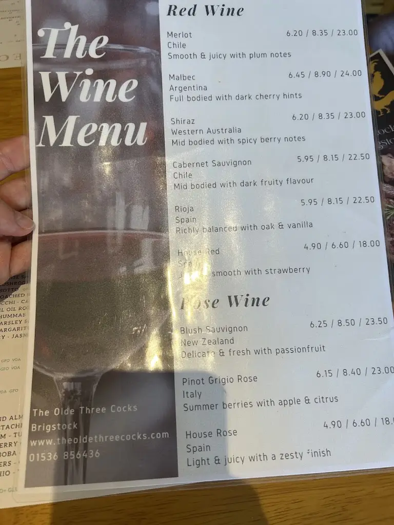 Menu_The Olde Three Cocks_Brigstock_image_4