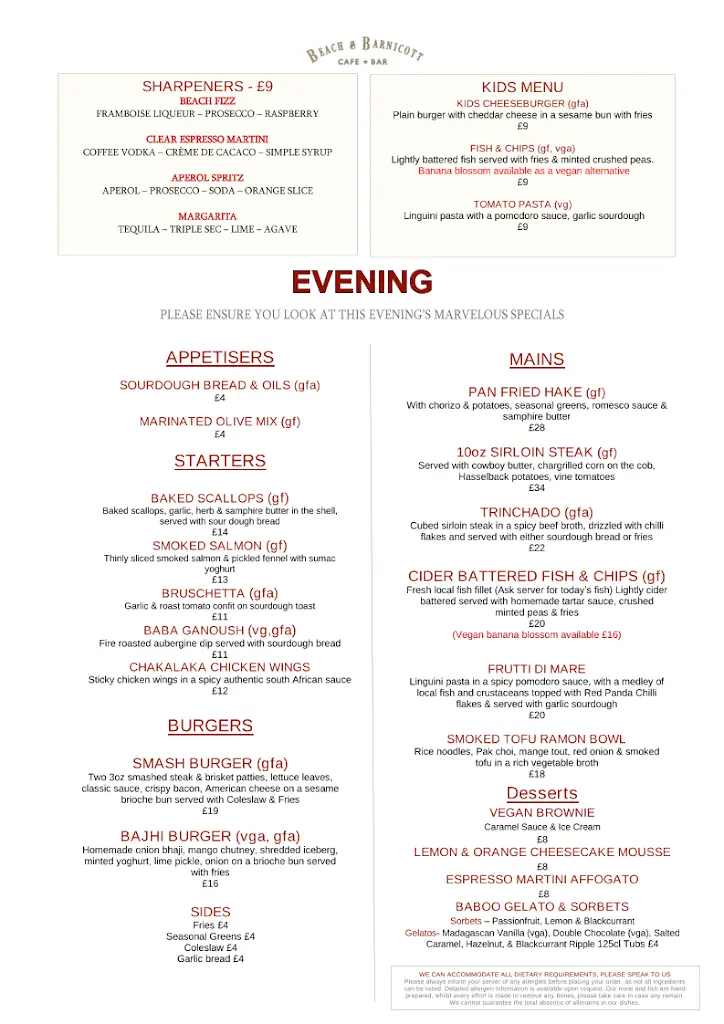 Menu_Beach & Barnicott_Bridport_image_1