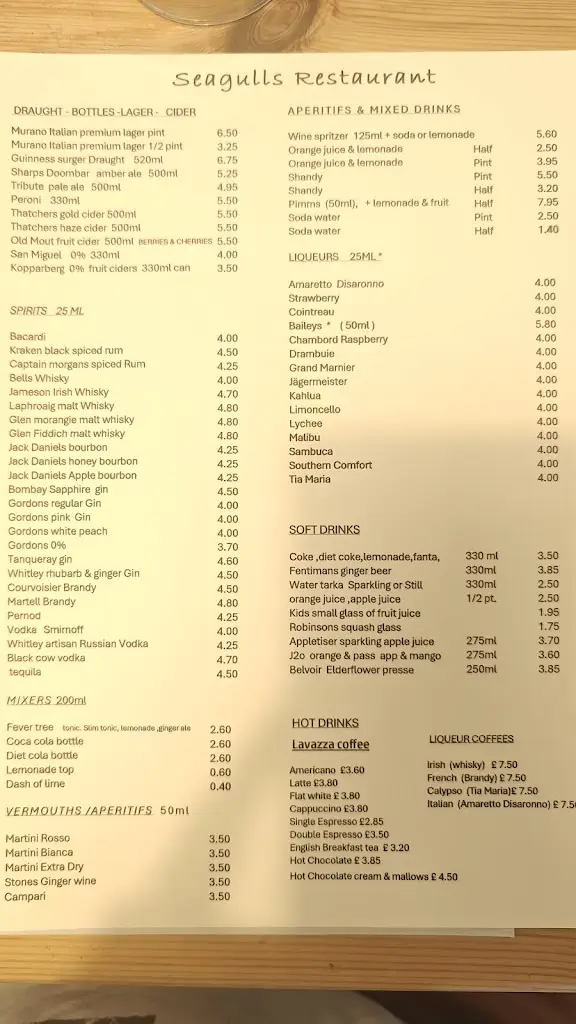 Menü_Seagulls Restaurant_Bridport_Bild_1