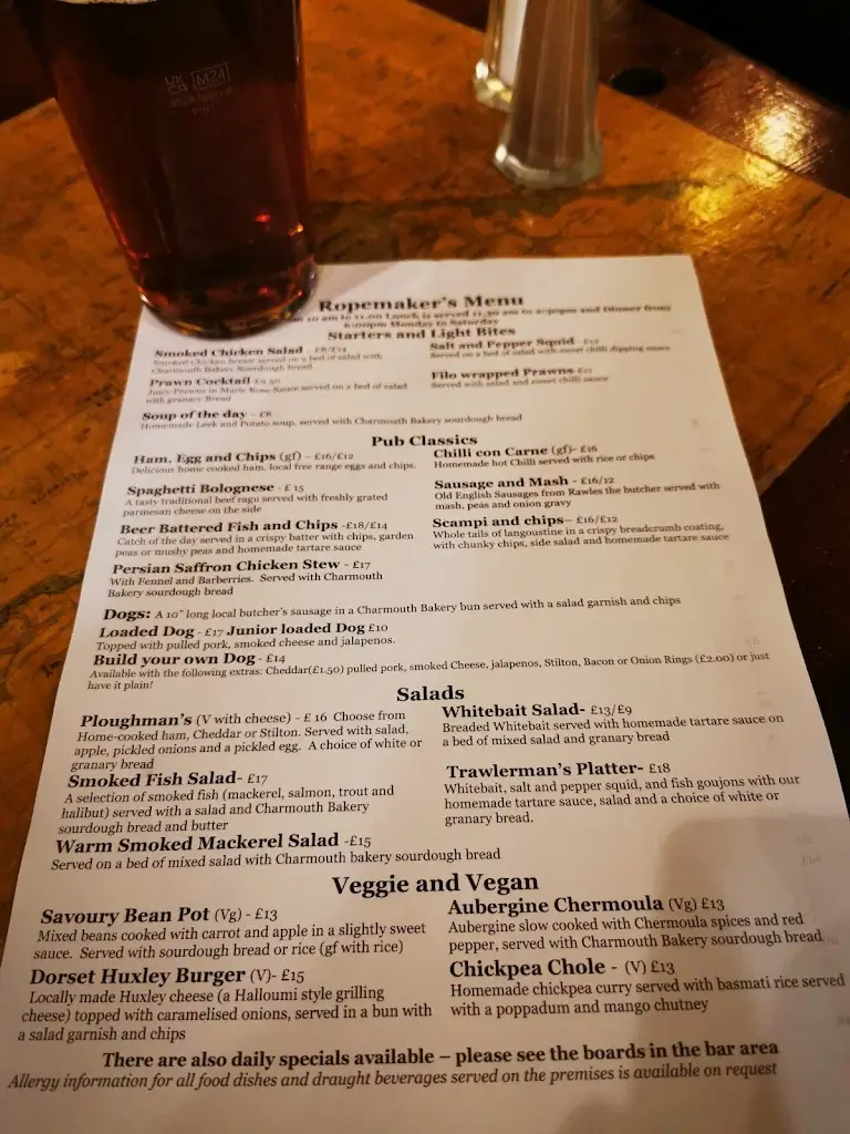 Menu_The Ropemakers_Bridport_imagen_3