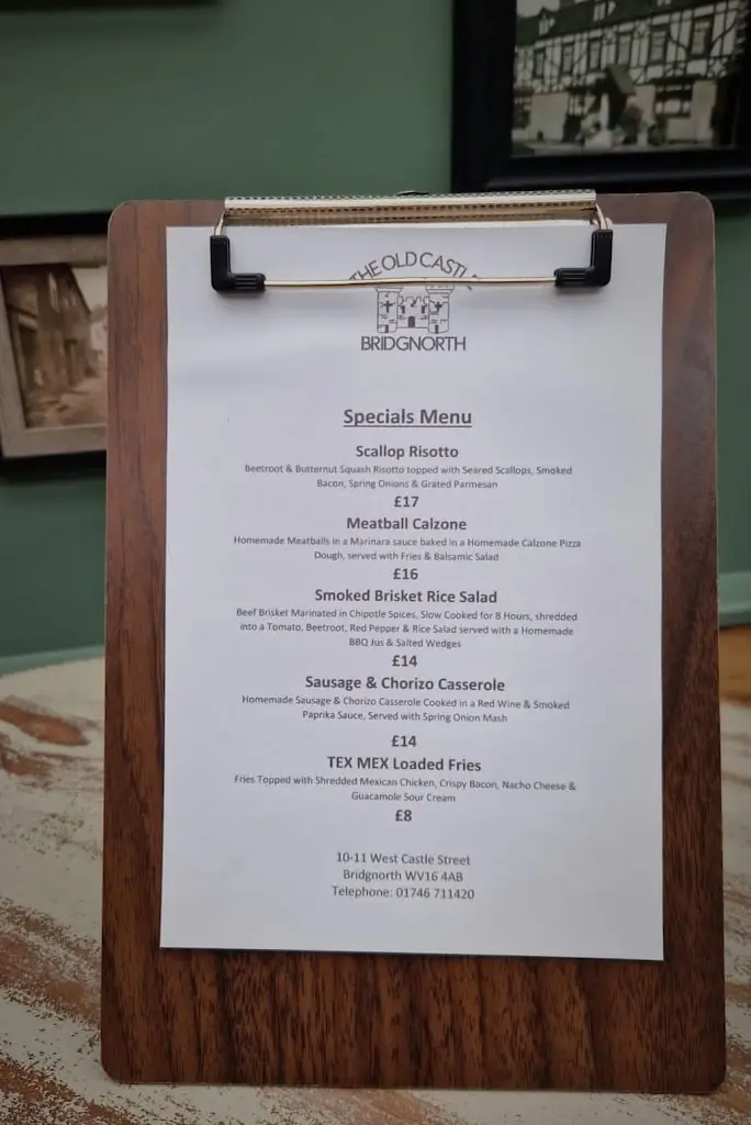 Menu_The Old Castle_Bridgnorth_image_4
