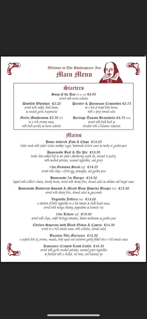 Menu_The Shakespeare Inn_Bridgnorth_immagine_4