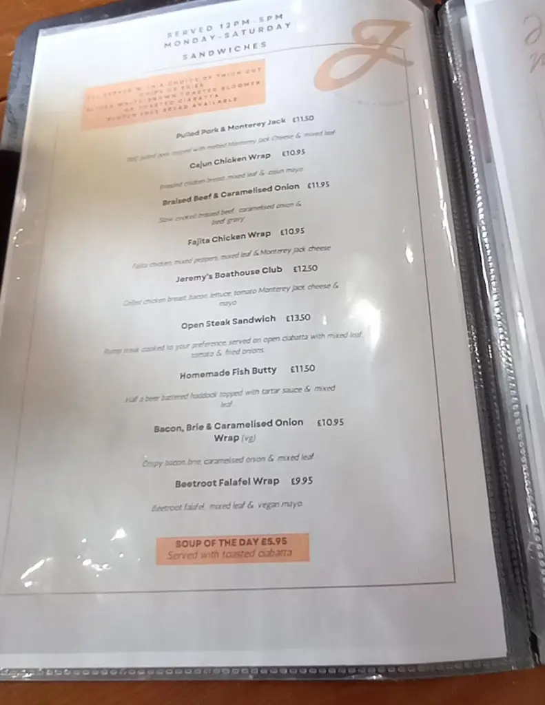 Menu_Jeremy's at the Boathouse_Brighouse_image_1