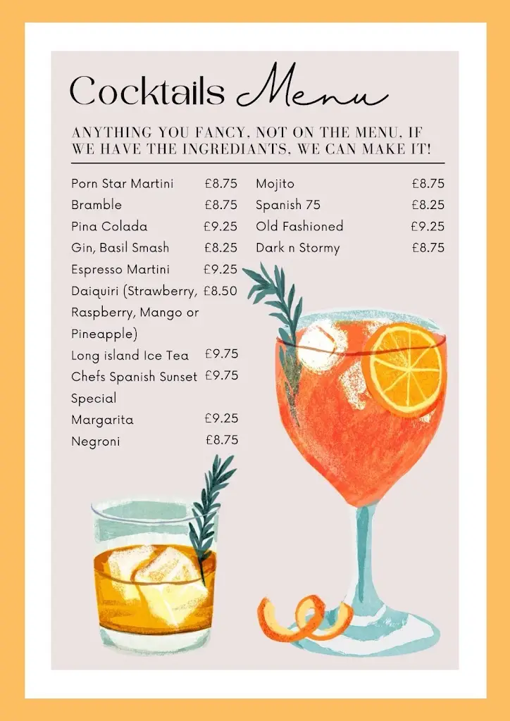 Menu_Las Naranjas Sanguinas, Spanish Tapas, Wine, Gin and Cocktail Bar_Brightlingsea_immagine_2