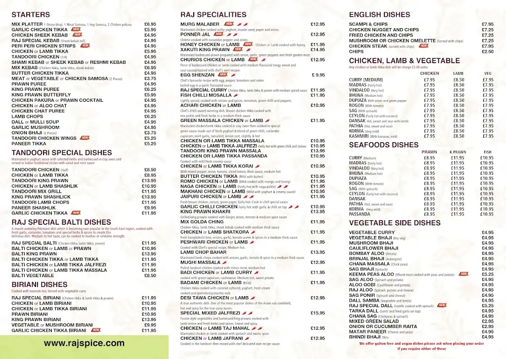 Menu_Raj Massala_Brightlingsea_image_3