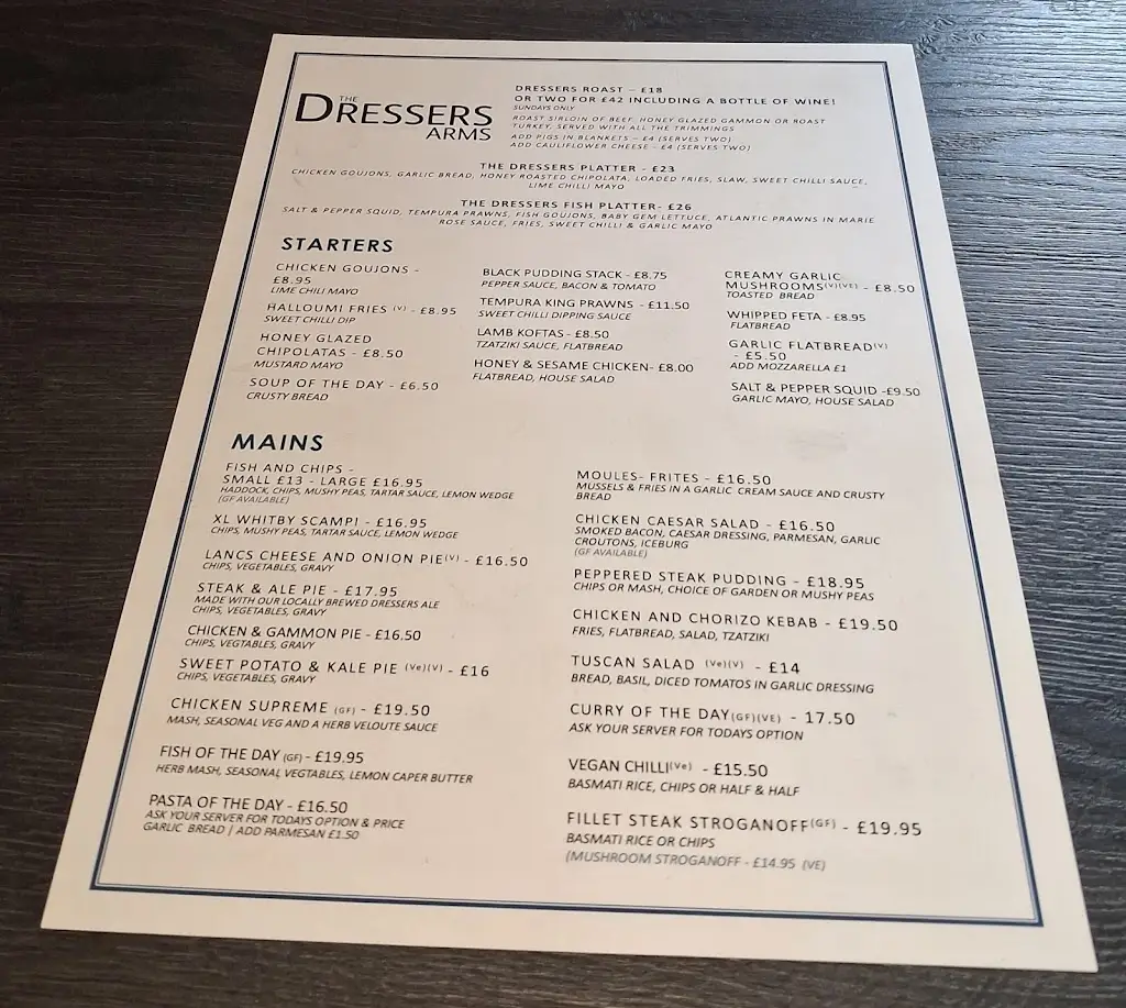 Menu_The Dressers Arms | Pub & Rooms_Brinscall_imagen_1