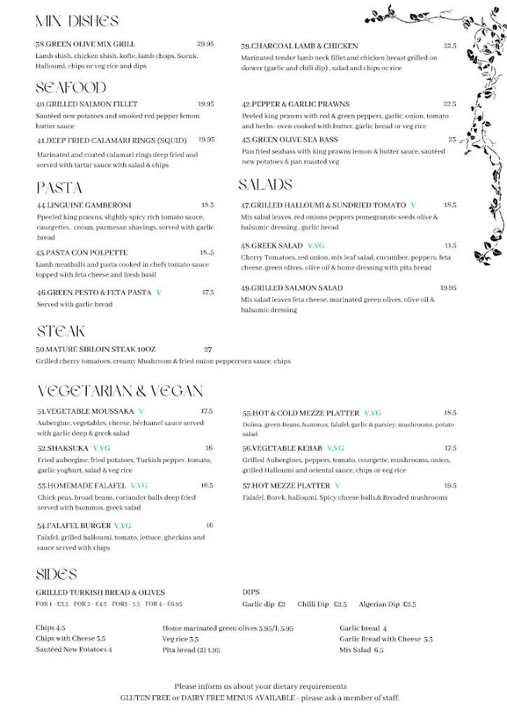 Menu_Green Olive Meze Restaurant & Bar_Bridgwater_imagen_1