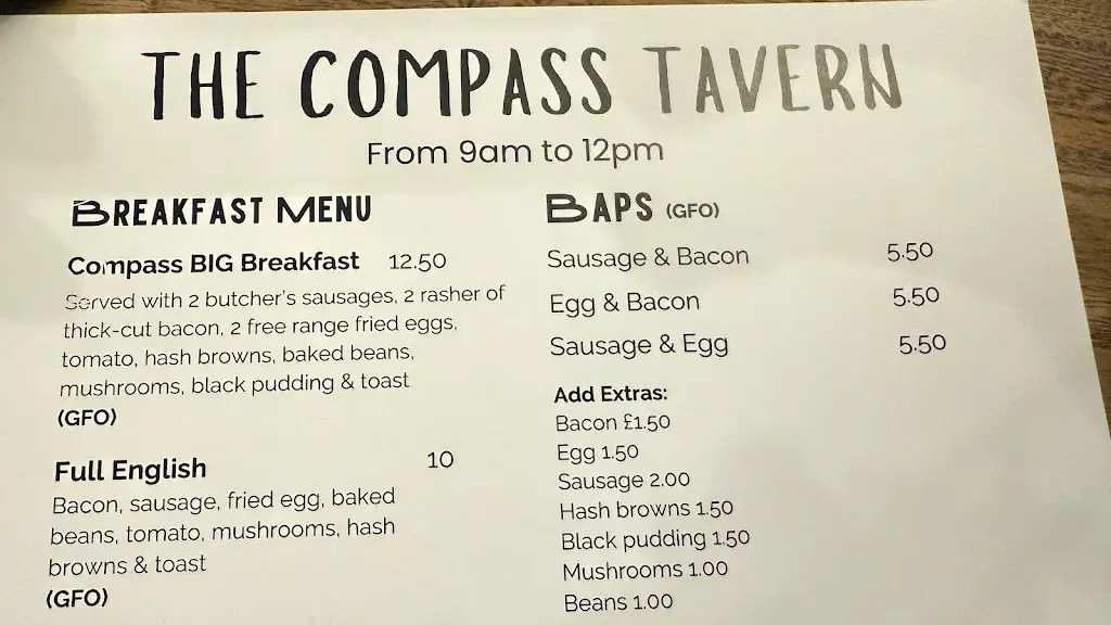 Menu_The Compass Tavern_Bridgwater_image_1