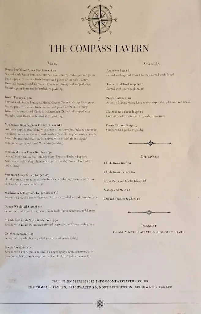 Menu_The Compass Tavern_Bridgwater_image_2
