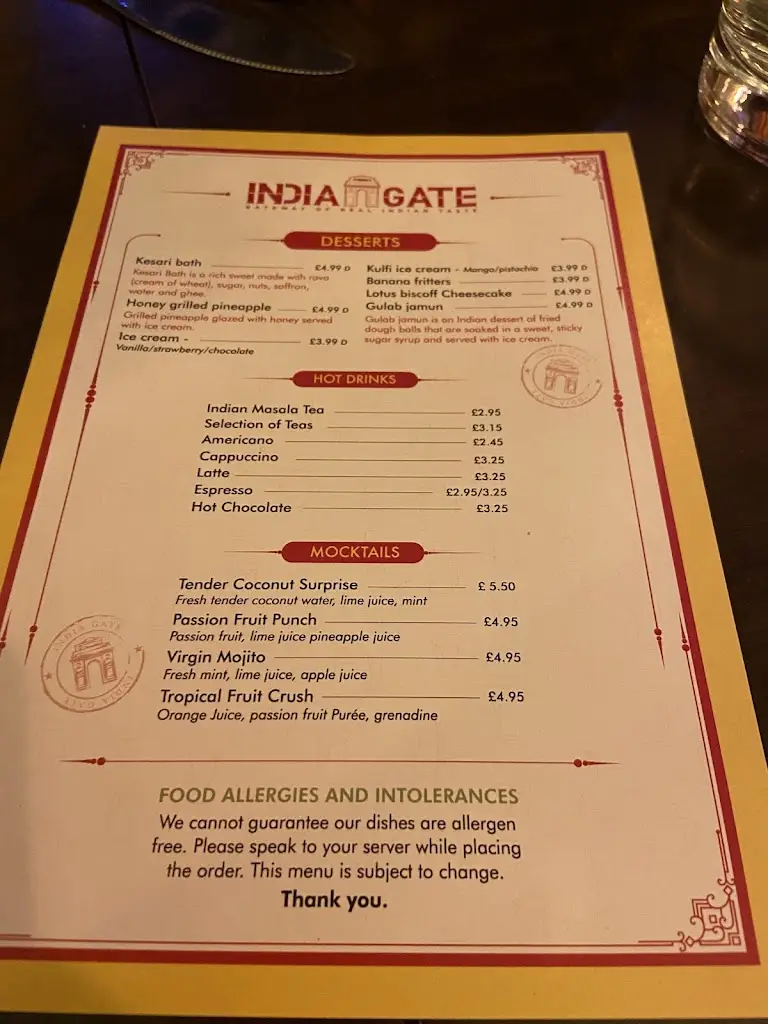 Menu_India Gate_Bridgwater_image_4