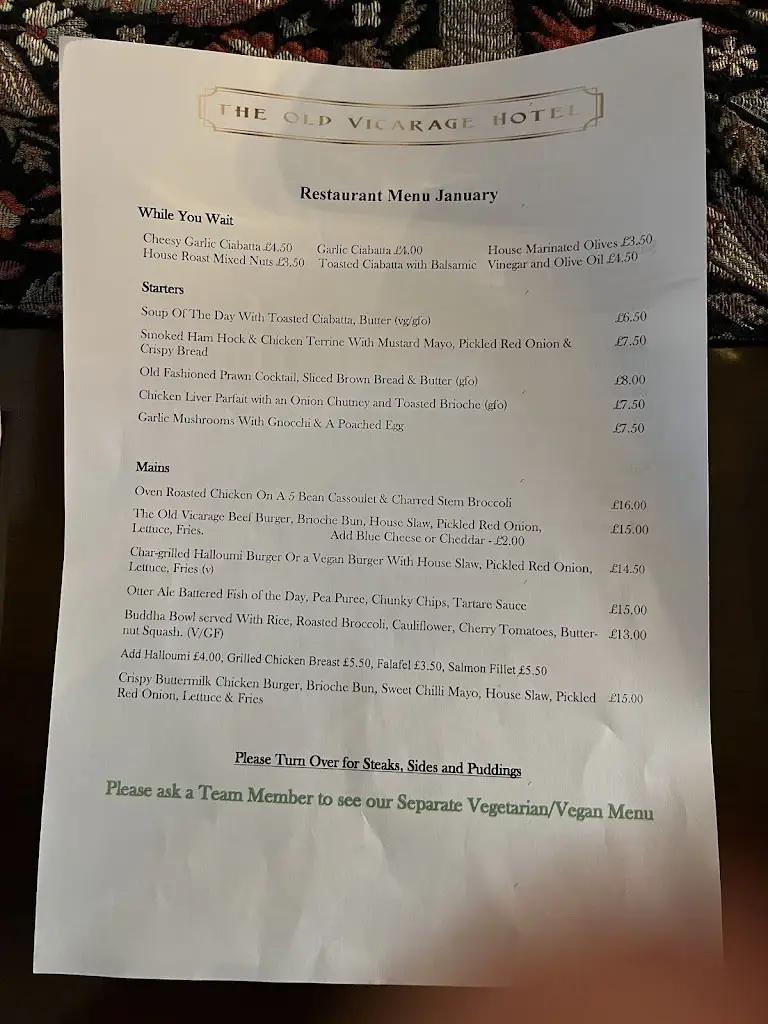 Menu_The Old Vicarage Hotel & Restaurant_Bridgwater_image_2