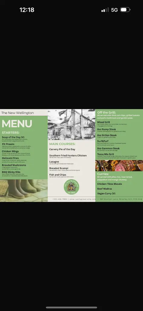 Menu_The New Wellington_Brierley Hill_image_1