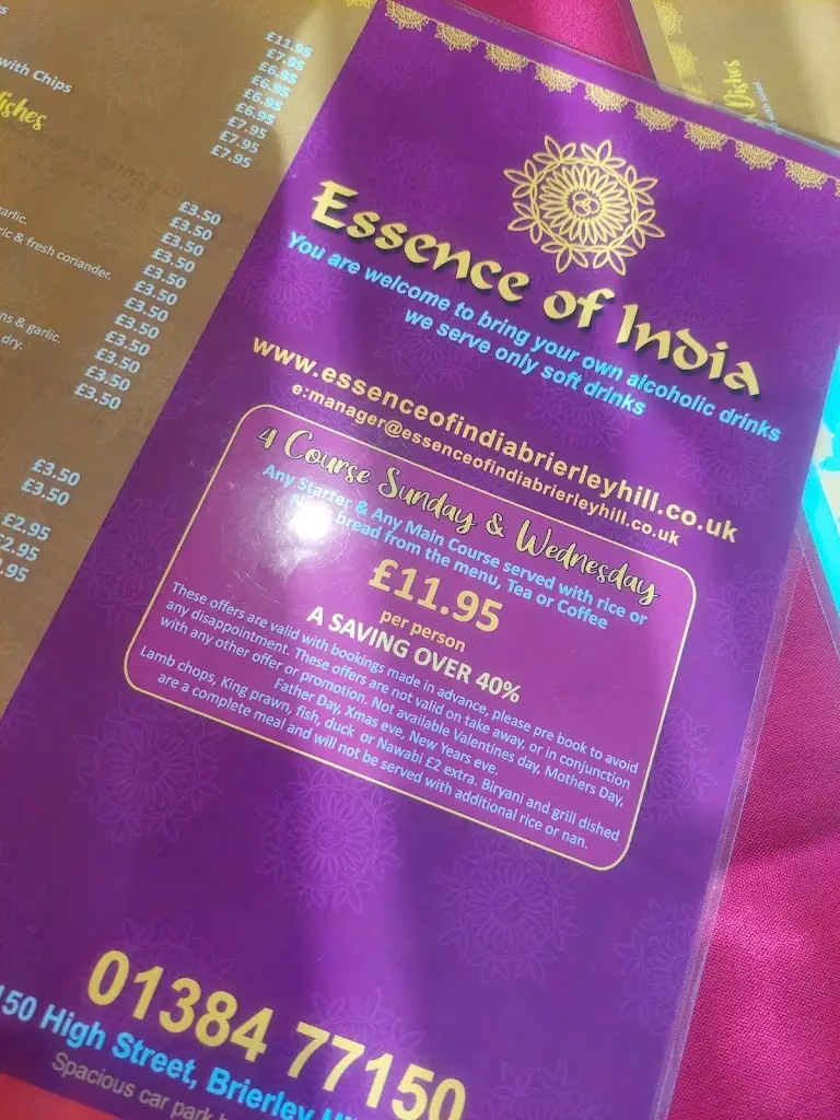 Menu_Essence of India_Brierley Hill_image_1