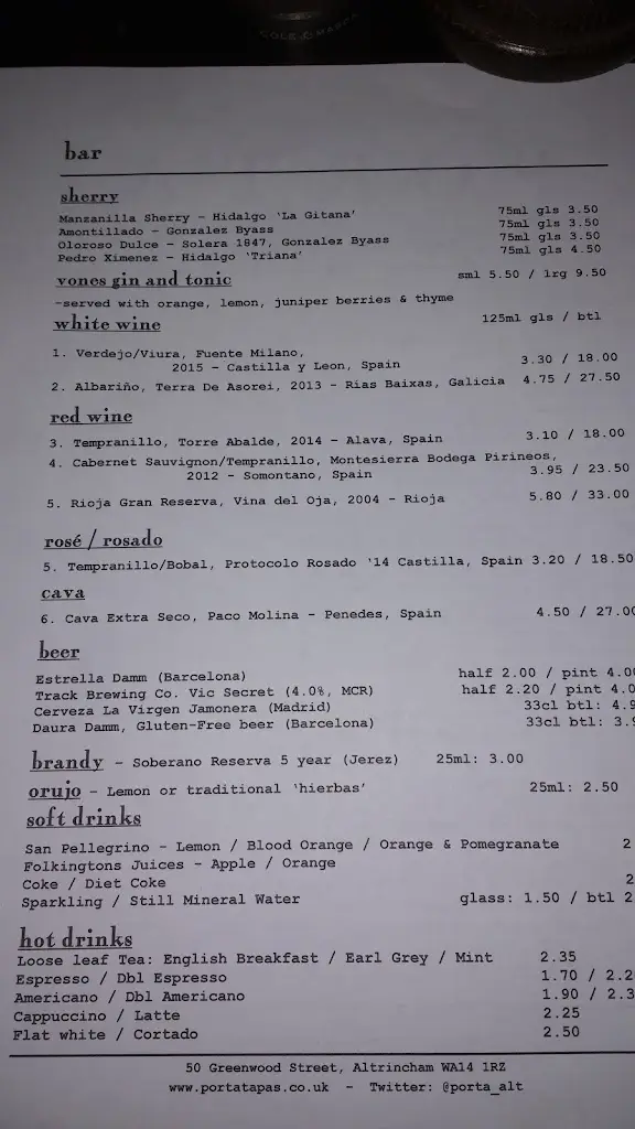 Menu_Porta Tapas Bar_Altrincham_image_1