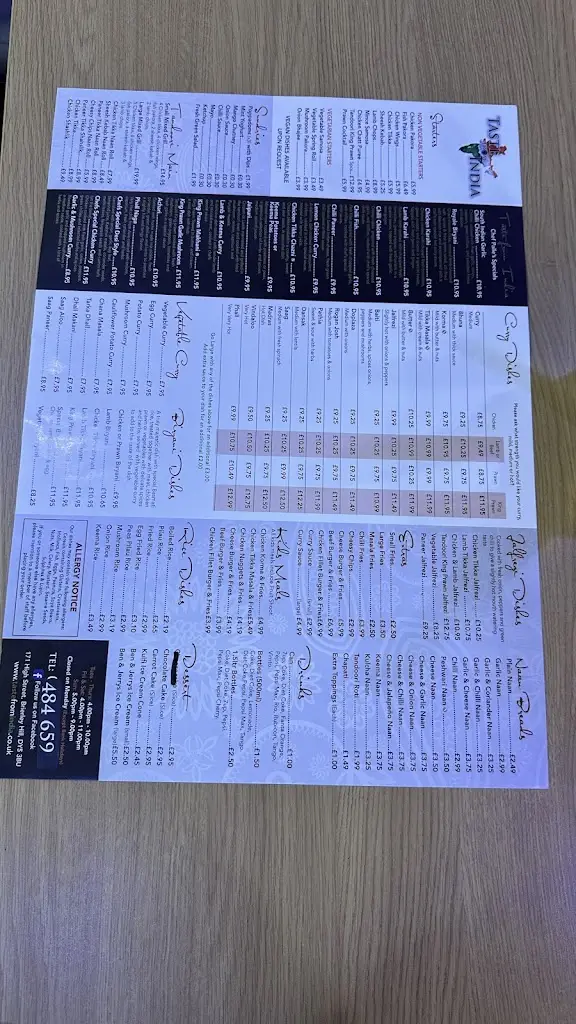 Menu_Taste From India_Brierley Hill_image_1