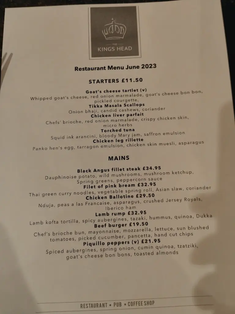 Menu_The Kings Head_Brixworth_image_2