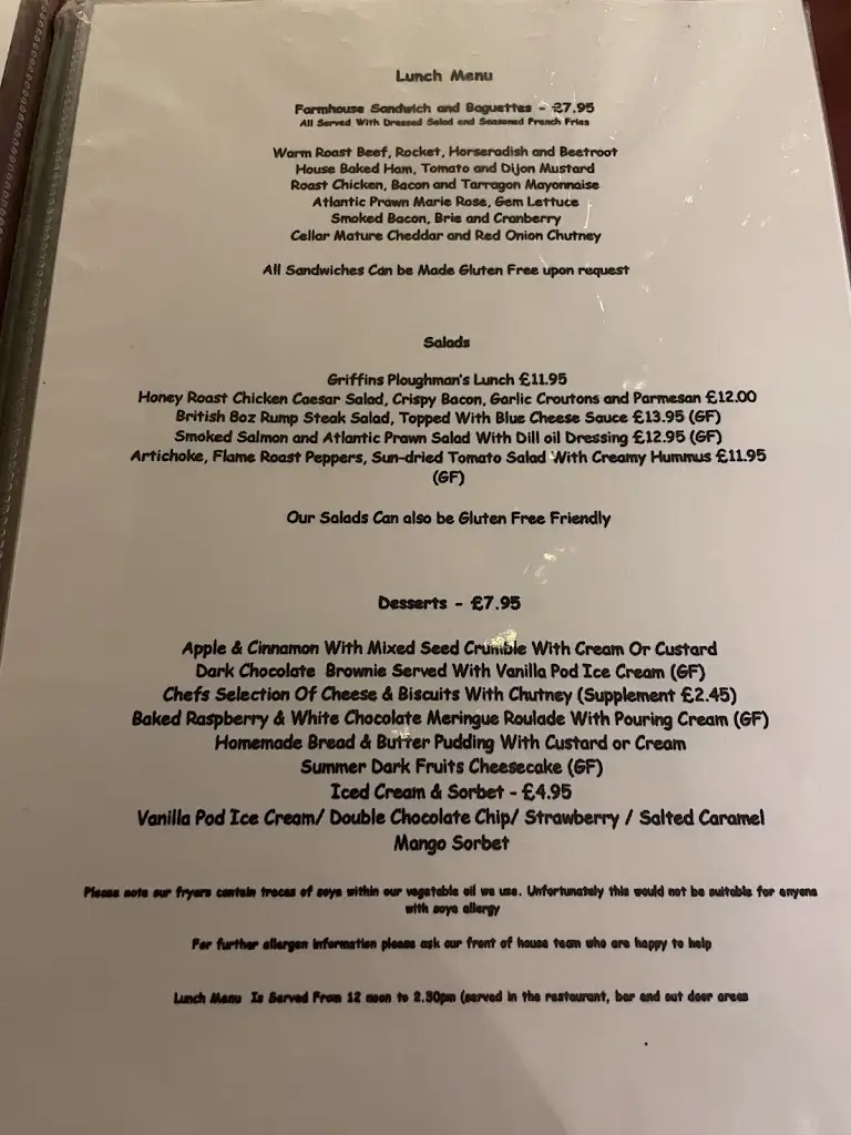 Menu_The Griffin Inn_Brixworth_image_3