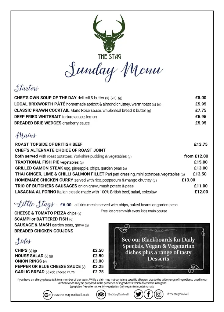 Menu_The Stag Maidwell_Brixworth_imagen_2